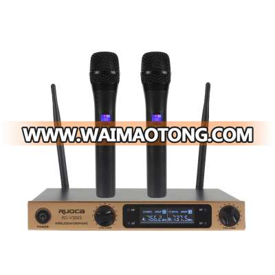 RUOCA OEM New Arrival Wireless VHF Mic 2 Channels Tie Microphone For Karaoke